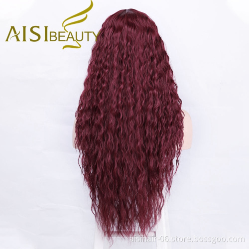 Pre Plucked Machine Made Fiber Curly Bug Small Lace Frontal Top Grade Anime Ombre Cosplay Synthetic Hair Wig